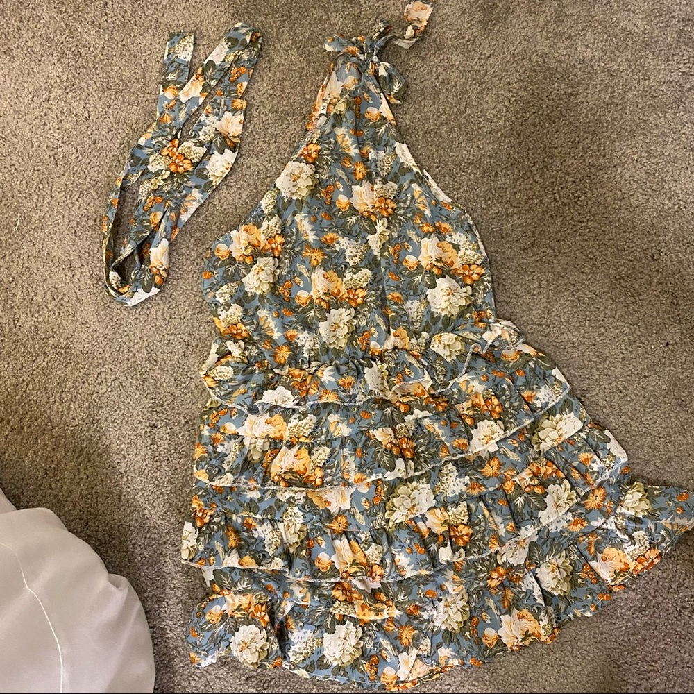 One shoulder floral dress